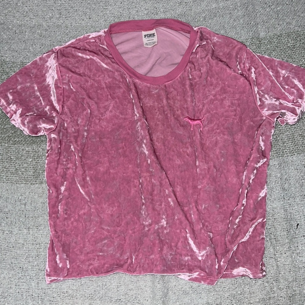 Pink velvet cropped top